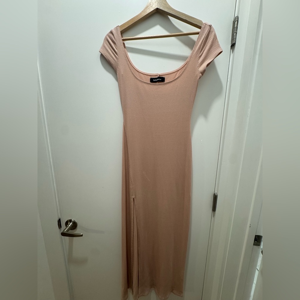 Reformation Blush Scoop Neck Ribbed Maxi Dress